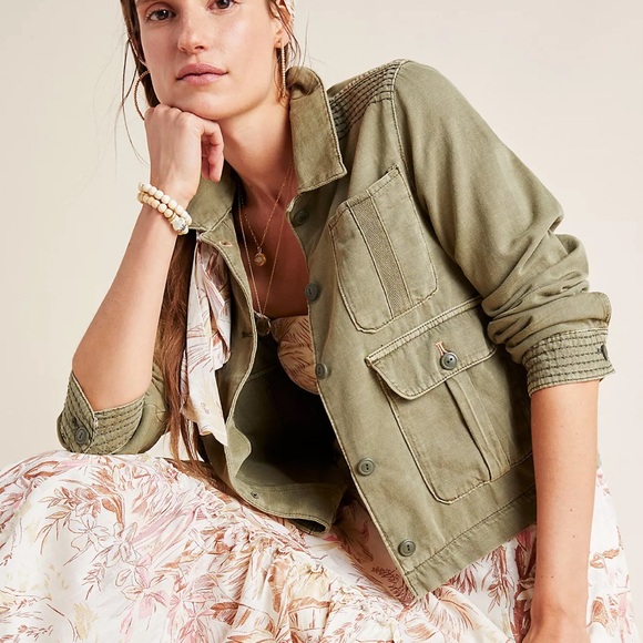 Anthropologie Maisie Chore Cropped Utility Twill Cargo Pocket Jacket Size small - Picture 6 of 16